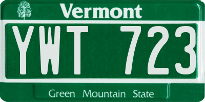 VT license plate YWT723