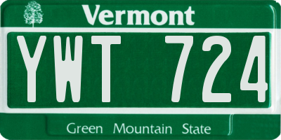 VT license plate YWT724