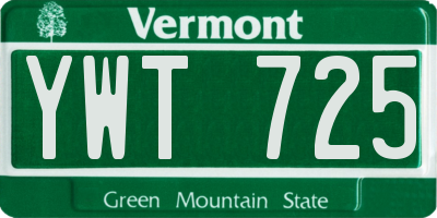 VT license plate YWT725