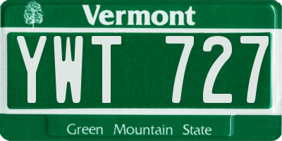 VT license plate YWT727