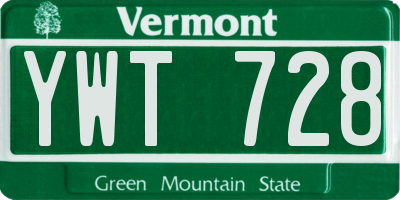 VT license plate YWT728