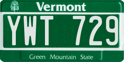 VT license plate YWT729