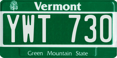 VT license plate YWT730