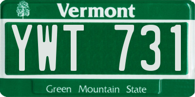 VT license plate YWT731