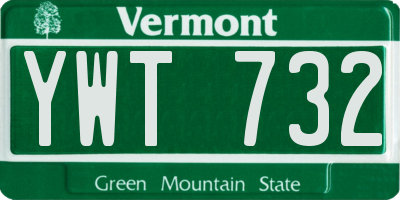 VT license plate YWT732