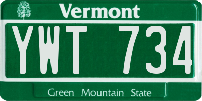 VT license plate YWT734