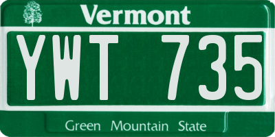 VT license plate YWT735