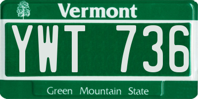 VT license plate YWT736