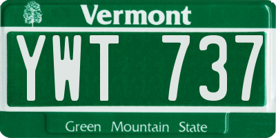 VT license plate YWT737