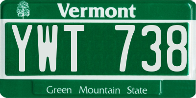 VT license plate YWT738