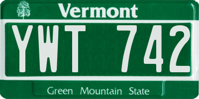 VT license plate YWT742