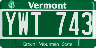 VT license plate YWT743
