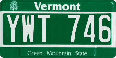 VT license plate YWT746