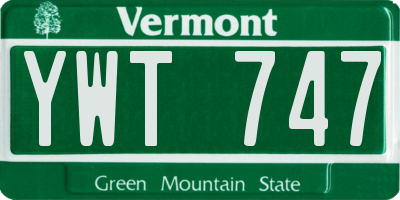 VT license plate YWT747