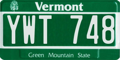 VT license plate YWT748