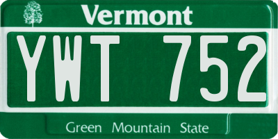 VT license plate YWT752