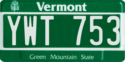VT license plate YWT753