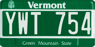 VT license plate YWT754