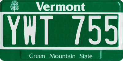 VT license plate YWT755