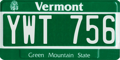 VT license plate YWT756