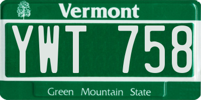 VT license plate YWT758