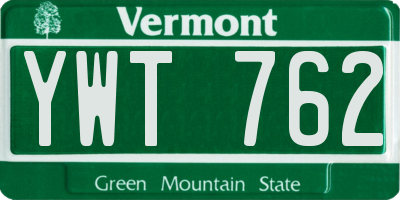 VT license plate YWT762