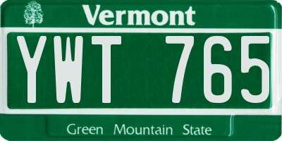 VT license plate YWT765