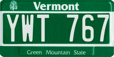 VT license plate YWT767