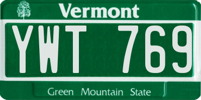 VT license plate YWT769