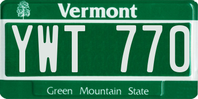 VT license plate YWT770