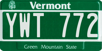 VT license plate YWT772