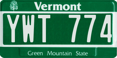 VT license plate YWT774