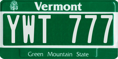 VT license plate YWT777