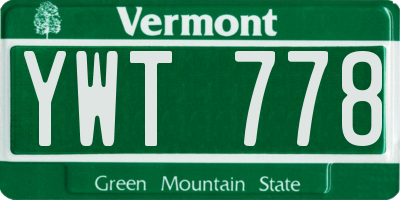 VT license plate YWT778