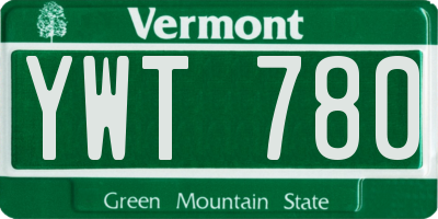 VT license plate YWT780