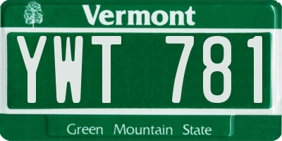 VT license plate YWT781