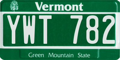 VT license plate YWT782