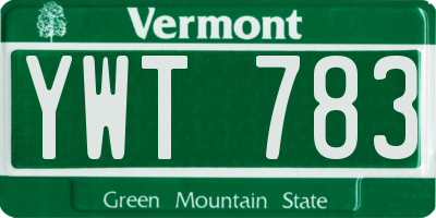 VT license plate YWT783