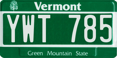 VT license plate YWT785