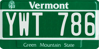 VT license plate YWT786