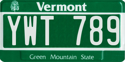 VT license plate YWT789