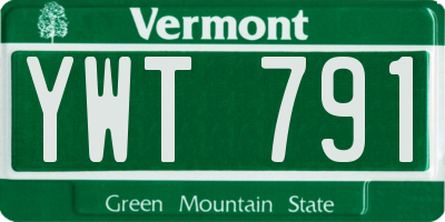 VT license plate YWT791