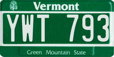 VT license plate YWT793