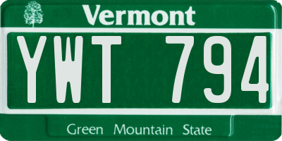 VT license plate YWT794
