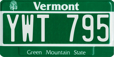 VT license plate YWT795