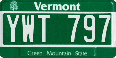 VT license plate YWT797