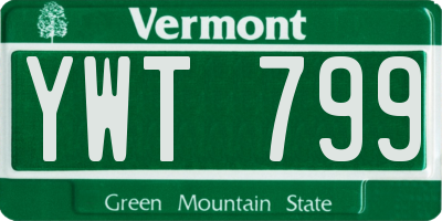VT license plate YWT799
