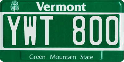 VT license plate YWT800