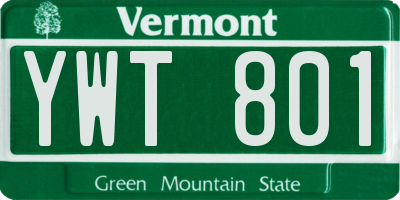 VT license plate YWT801