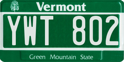 VT license plate YWT802